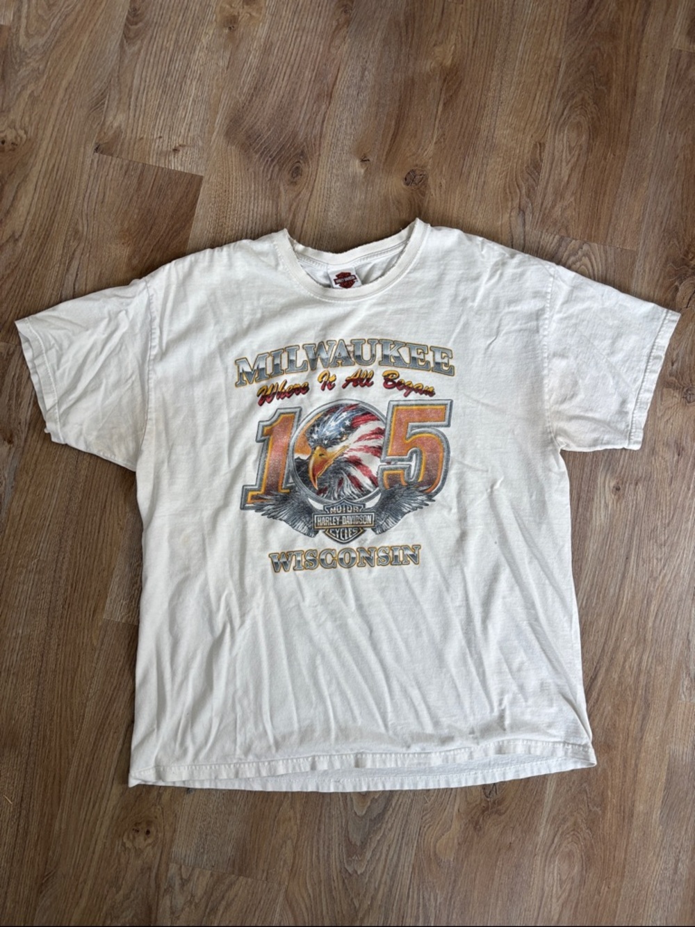Harley-Davidson White Milwaukee 105 Eagle Graphic Tee